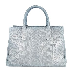 borsa a mano pelle rettile azzurro