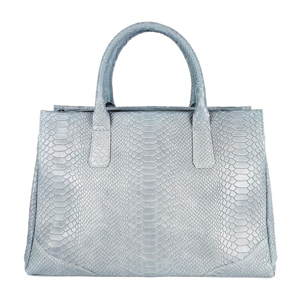 borsa a mano pelle rettile azzurro