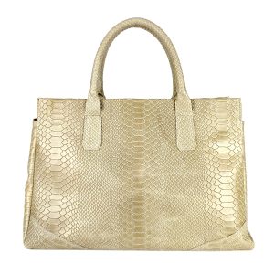 borsa a mano pelle rettile beige