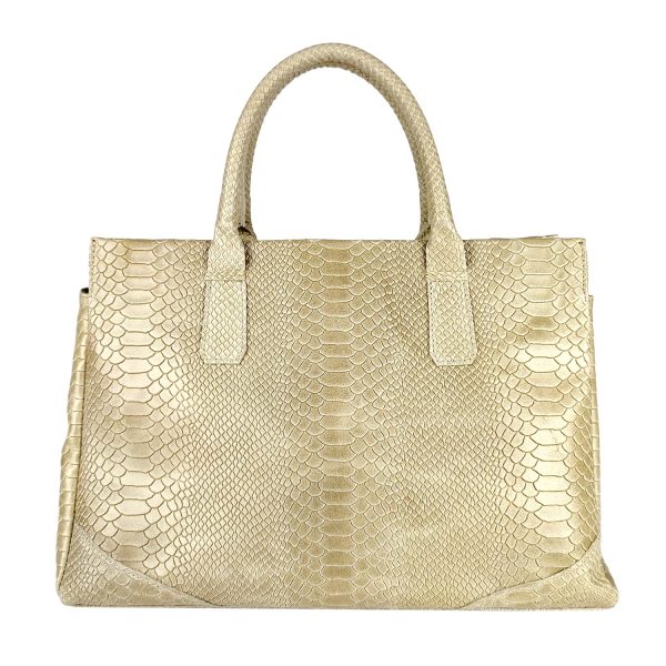 borsa a mano pelle rettile beige