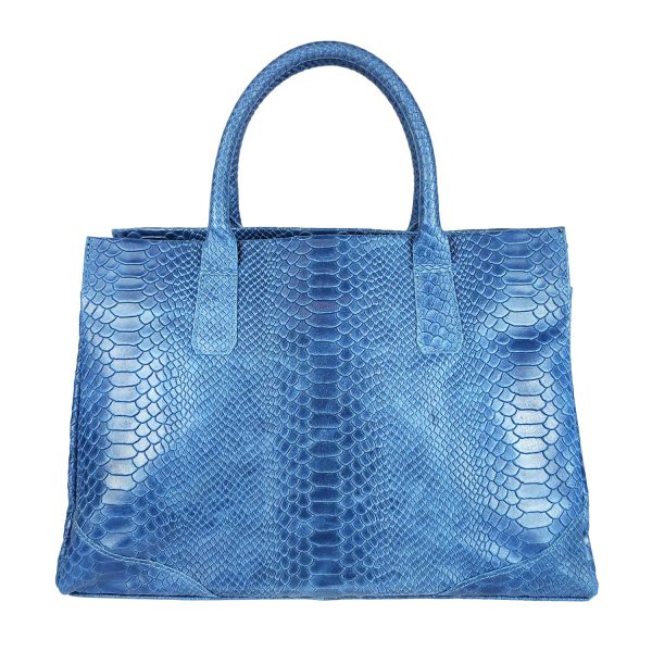 borsa a mano pelle rettile blu