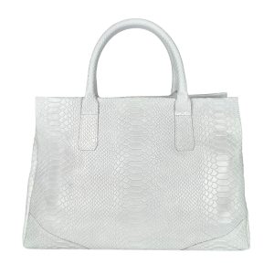 borsa a mano pelle rettile bianco