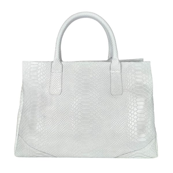 borsa a mano pelle rettile bianco