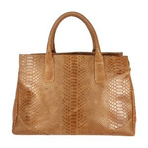 borsa a mano pelle rettile marrone