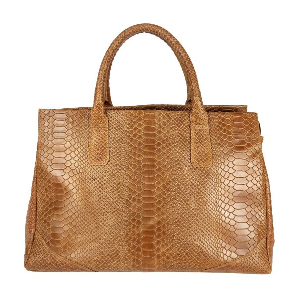 borsa a mano pelle rettile marrone