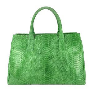 borsa a mano pelle rettile verde