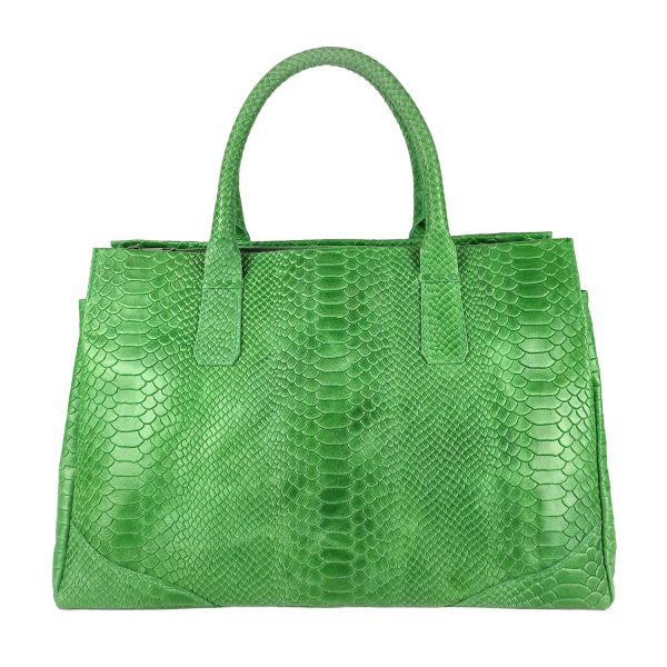 borsa a mano pelle rettile verde