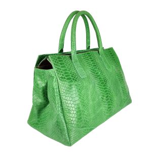 borsa a mano pelle rettile verde