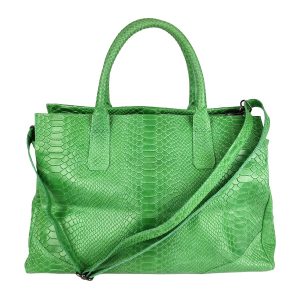 borsa a mano pelle rettile verde
