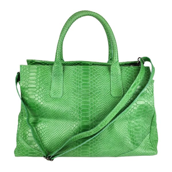 borsa a mano pelle rettile verde