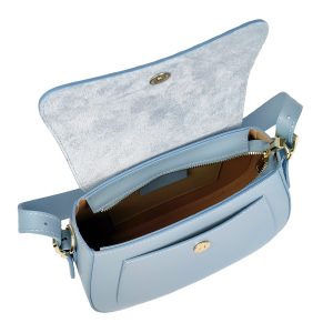 borsa a spalla pelle azzurro