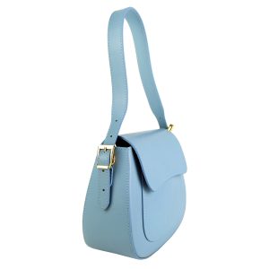borsa a spalla pelle azzurro