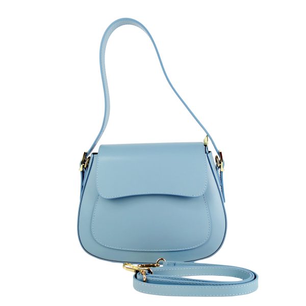 borsa a spalla pelle azzurro