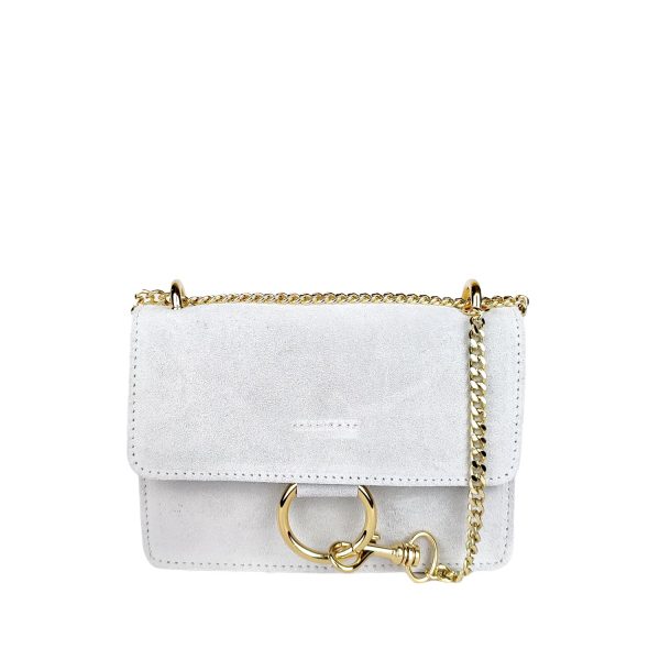 borsa a tracolla scamosciato bianco