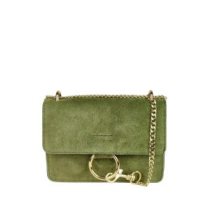 borsa a tracolla scamosciato verde militare