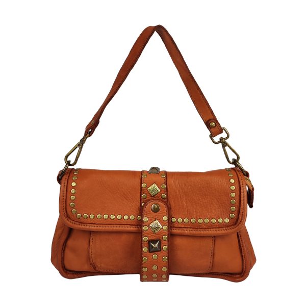 borsa a spalla in pelle color cuoio