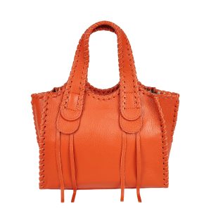 borsa a mano pelle arancione