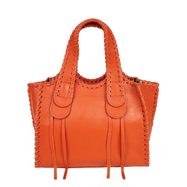 borsa a mano pelle arancione