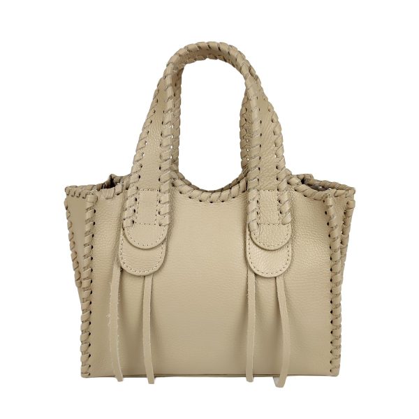 borsa a mano pelle beige