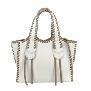 borsa a mano pelle bianco beige