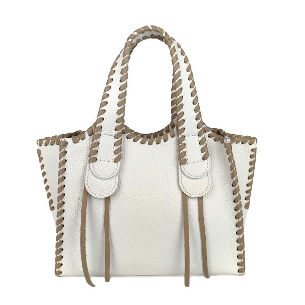borsa a mano pelle bianco beige