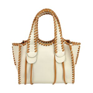 borsa a mano pelle panna cuoio