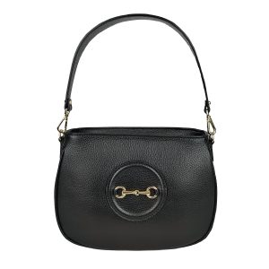 borsa a spalla pelle martellata nero