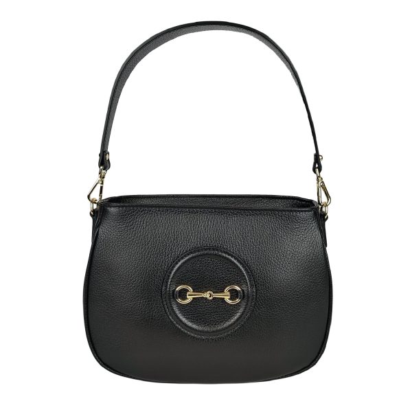 borsa a spalla pelle martellata nero