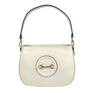 borsa a spalla pelle martellata panna
