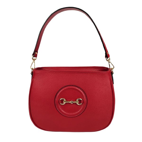 borsa a spalla pelle martellata rosso
