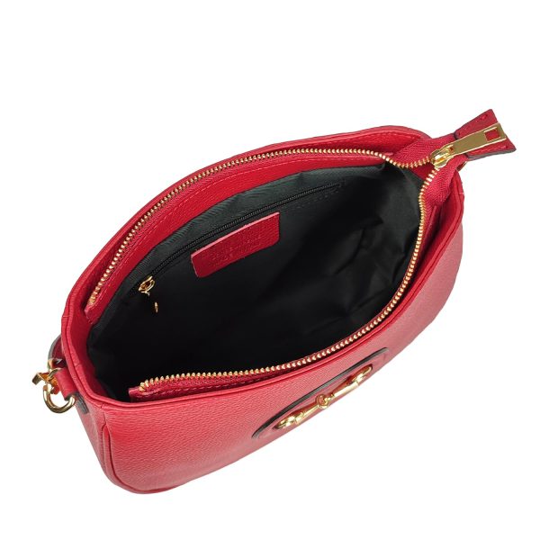 borsa a spalla pelle martellata rosso