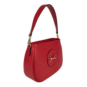 borsa a spalla pelle martellata rosso