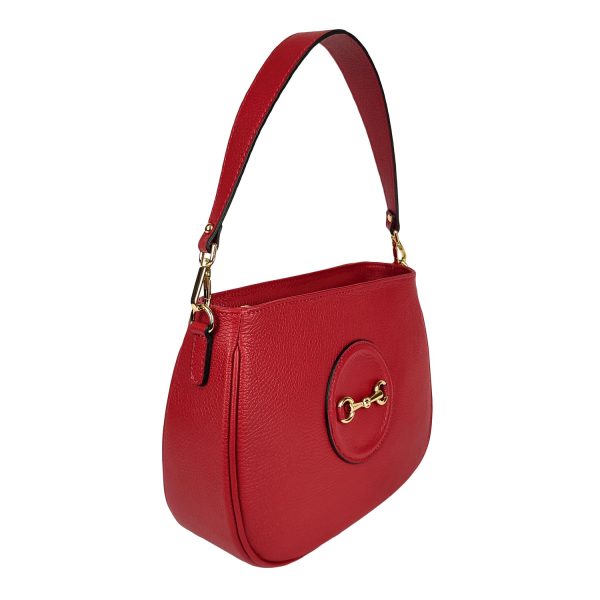 borsa a spalla pelle martellata rosso