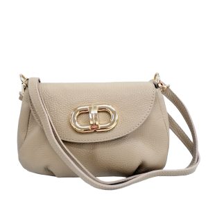 borsa a tracolla in pelle morbida beige