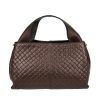 borsa in pelle intrecciata marrone