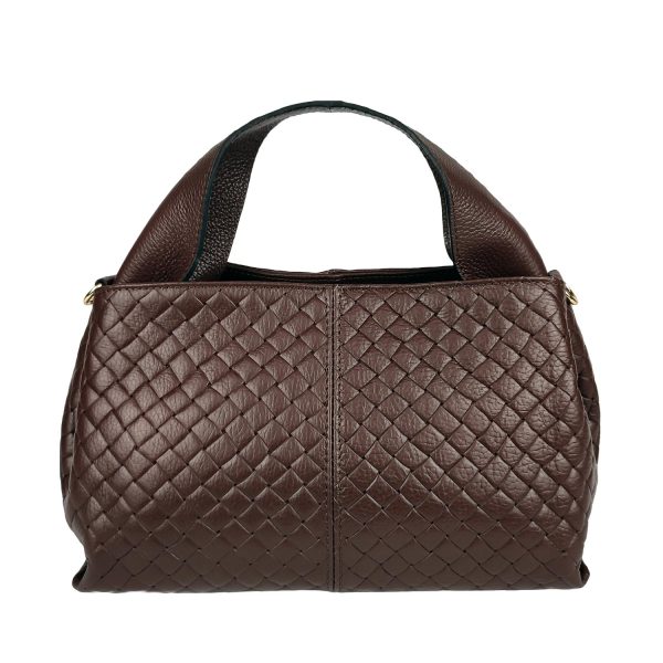 borsa in pelle intrecciata marrone