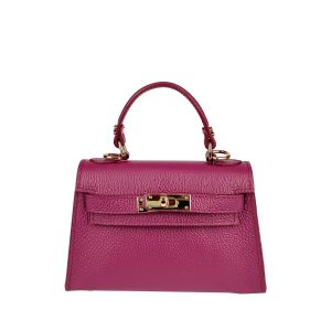 borsa mini in pelle martellata prugna