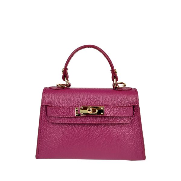 borsa mini in pelle martellata prugna