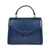 borsa a mano in pelle blu navy