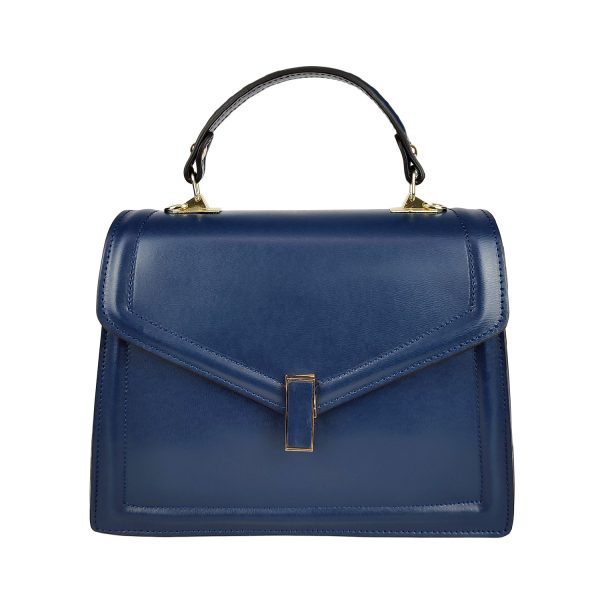borsa a mano in pelle blu navy