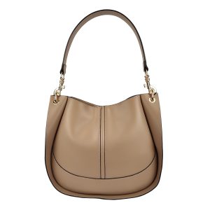 borsa a spalla in pelle beige