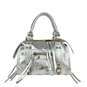 borsa a mano pelle argento
