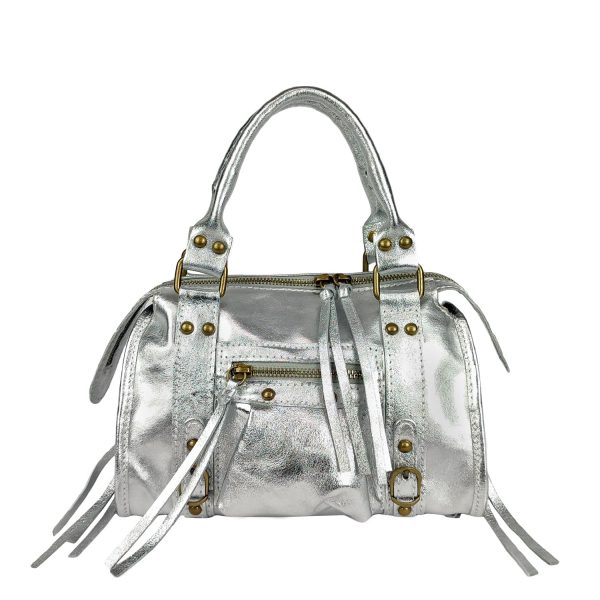 borsa a mano pelle argento