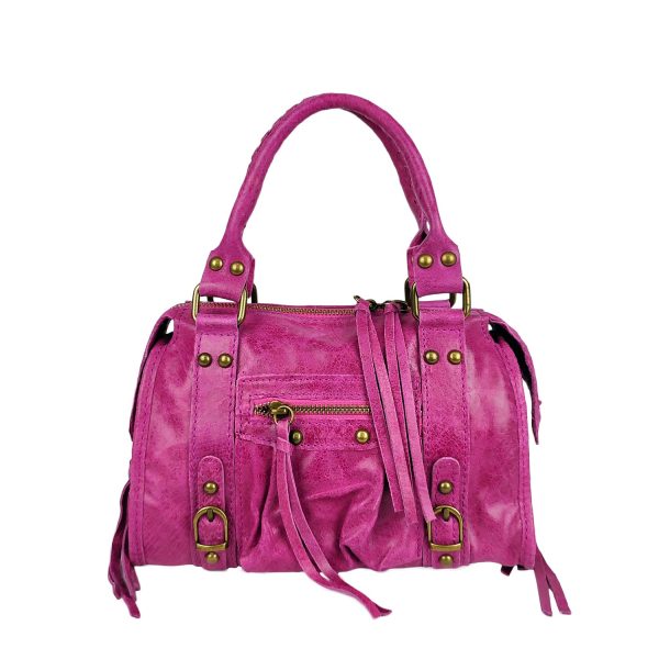 borsa a mano pelle fuchsia