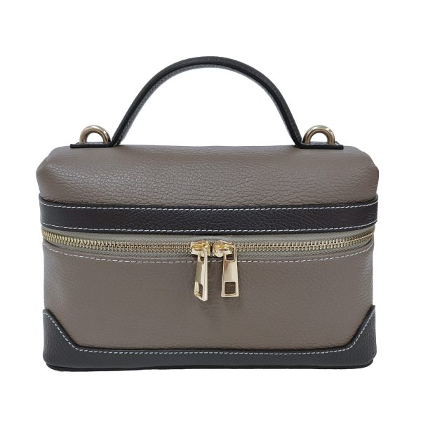 borsa in pelle bauletto taupe