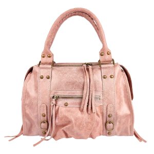 borsa a mano in pelle rosa