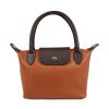 borsa a mano in pelle bicolore marrone