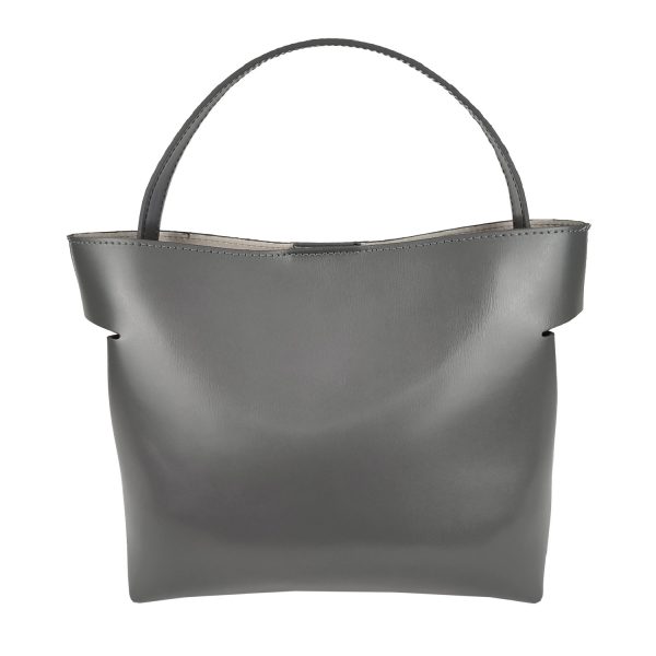 borsa a spalla pelle grigio