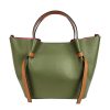 Borsa a mano in pelle verde cuoio