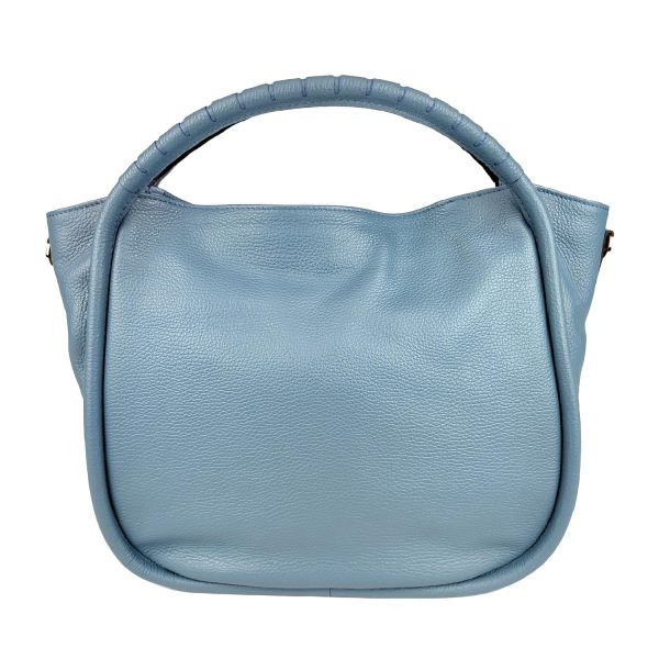 borsa a spalla in pelle azzurro